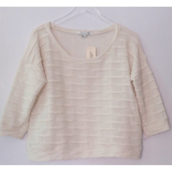 FOREVER 21 CREAM 3D PINTUCKED NOVELTY KNIT SWEATER L - Picture 8 of 8